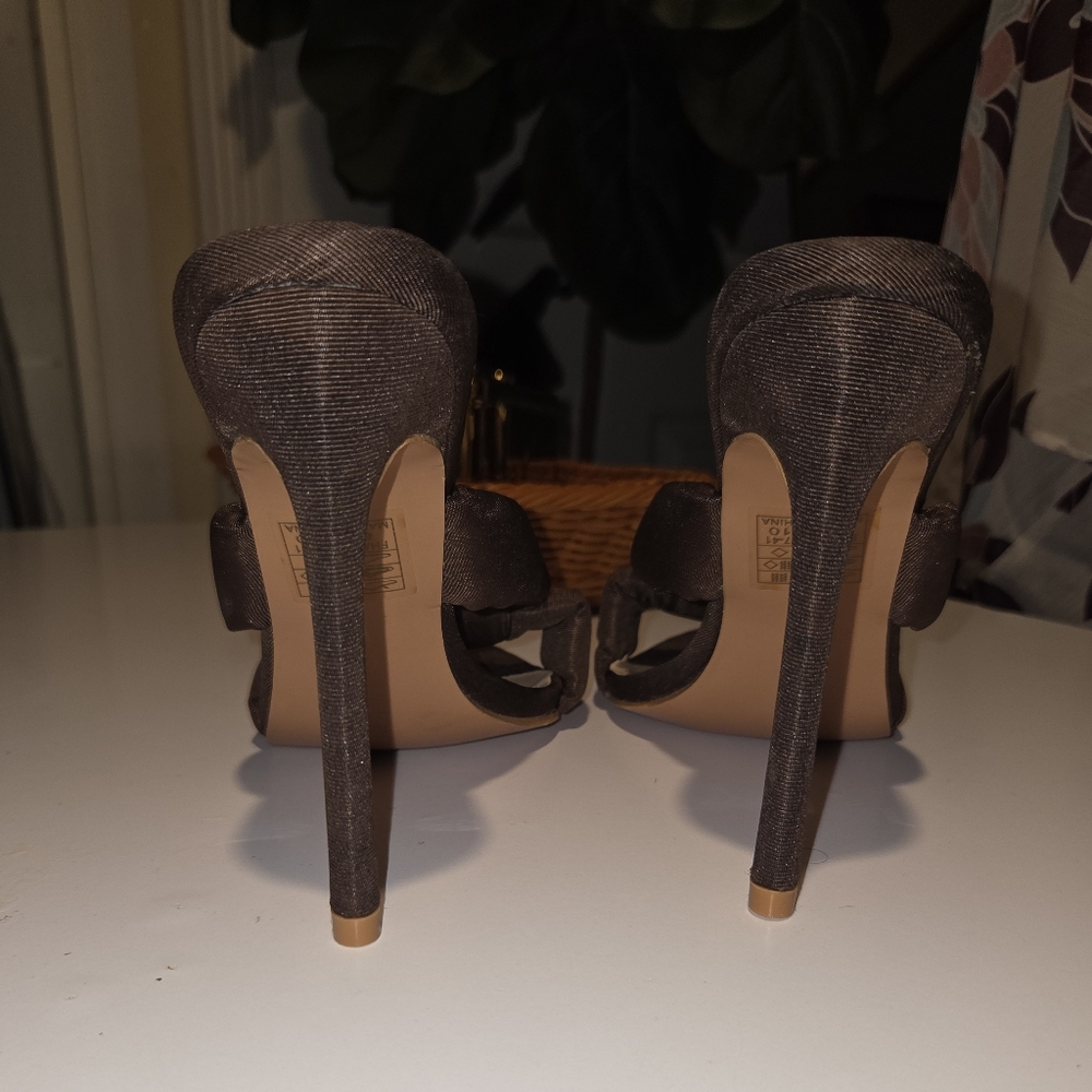 Boohoo Dark Brown/Chocolate Knotted Heels/Mules NWOT Size 8 - Picture 8 of 10